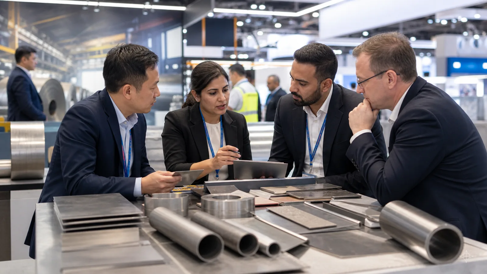 International steel exhibition meeting with steel material samples